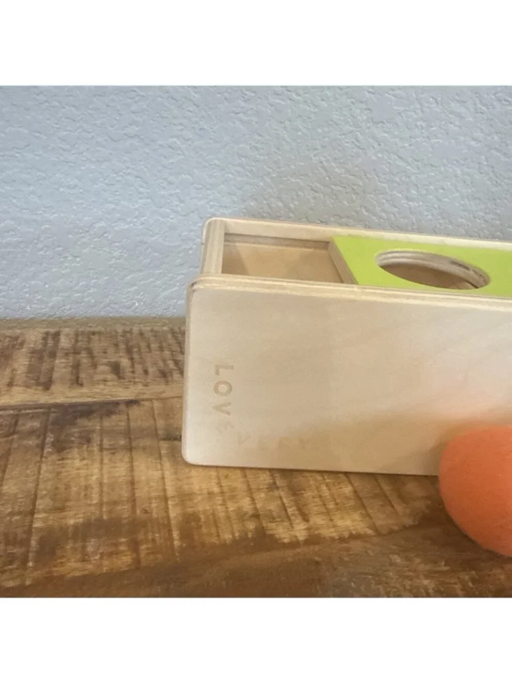 Lovevery Top Sliding Box With Felt Ball Drop Wooden Toy Montessori Sensory Balls